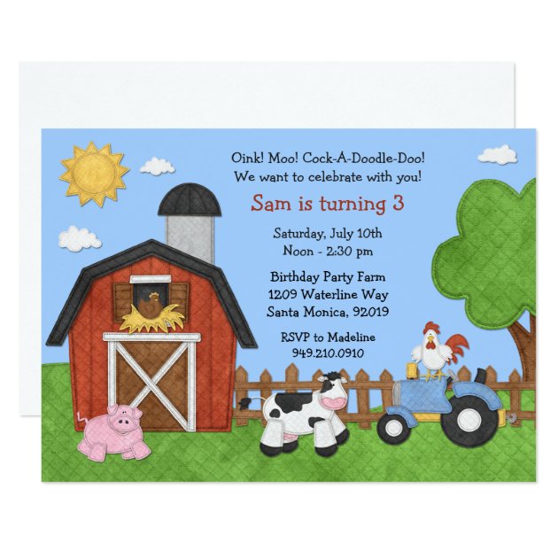 Farm Animals Birthday Party Invitation