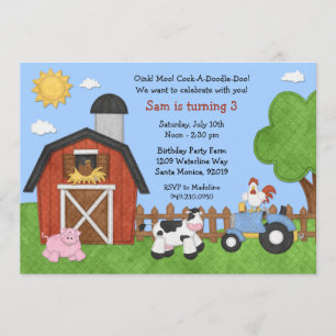 Farm Animals Birthday Party Invitation