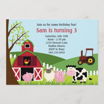 Farm Animals Birthday Party Invitation by eventfulcards at Zazzle