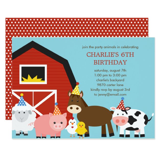 Farm Animals Birthday Party Invitation