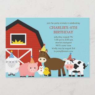 Farm Animal Birthday Invitations & Invitation Templates | Zazzle