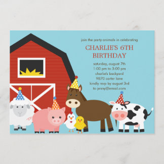 Farm Animals Birthday Party Invitation