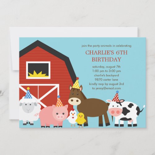 Farm Animals Birthday Party Invitation