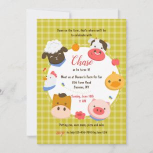 Farm Animals Birthday Party Invitation