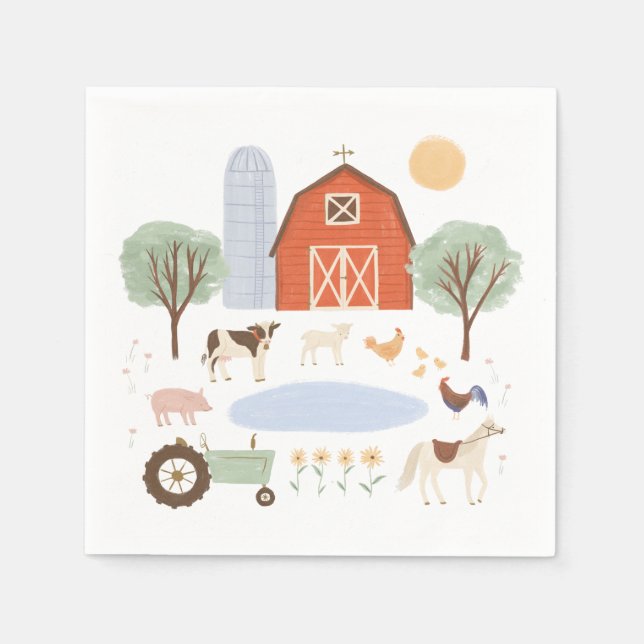 Farm Animals Birthday Party Napkins (Front)