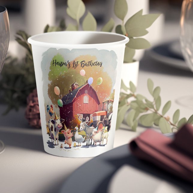 Farm Animals Birthday Party Paper Cups (Creator Uploaded)