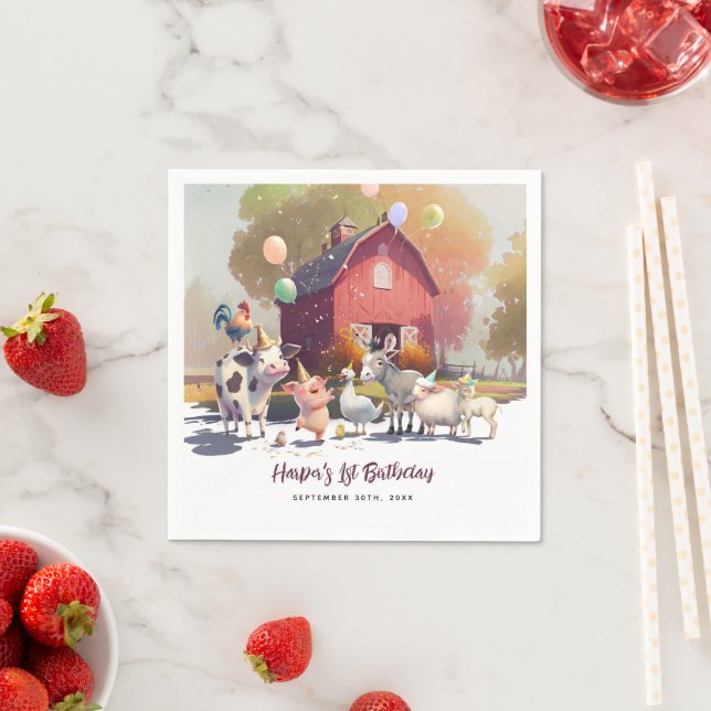 Farm Animals Birthday Party Paper Napkins (Insitu)