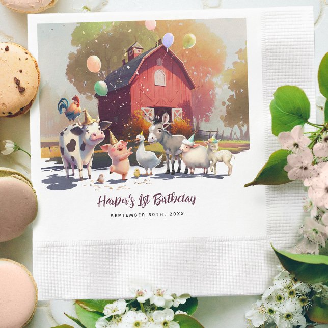 Farm Animals Birthday Party Paper Napkins (Creator Uploaded)