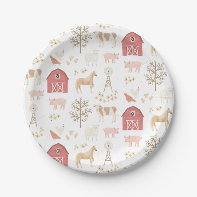 Farm Animals Birthday Party Paper Plates (Front)