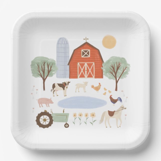 Farm Animals Birthday Party Paper Plates (Front)