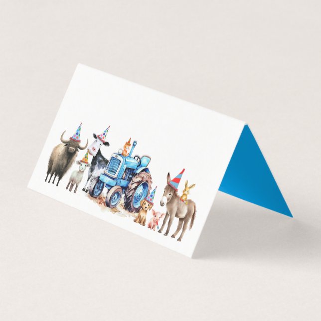 Farm Animals Birthday Party Small Folded Cards (Front)