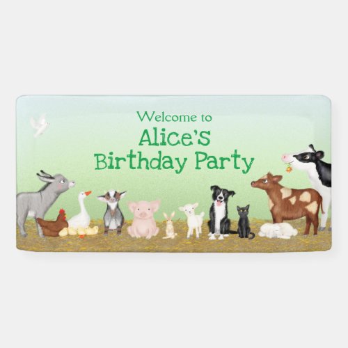 Farm animals birthday party vinyl welcome banner