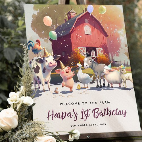 Farm Animals Birthday Party Welcome Sign