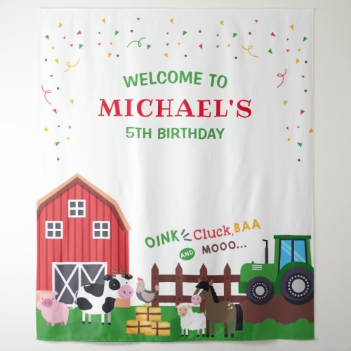 Farm animals birthday photobooth backdrop banner