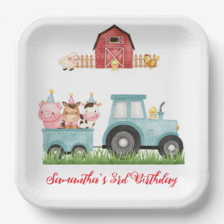 Farm Animals Blue Boy Barnyard Birthday Party Paper Plates