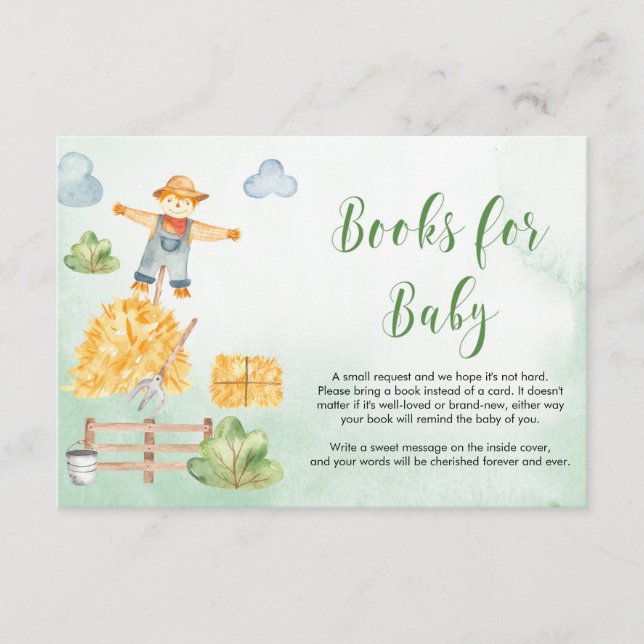 Farm animals boy Baby Shower book request Enclosure Card (Front)