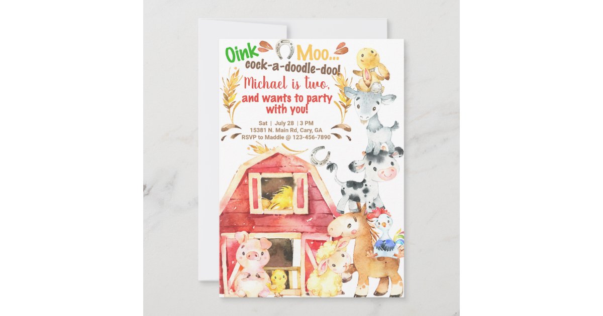Farm animals boy birthday invitation. invitation | Zazzle