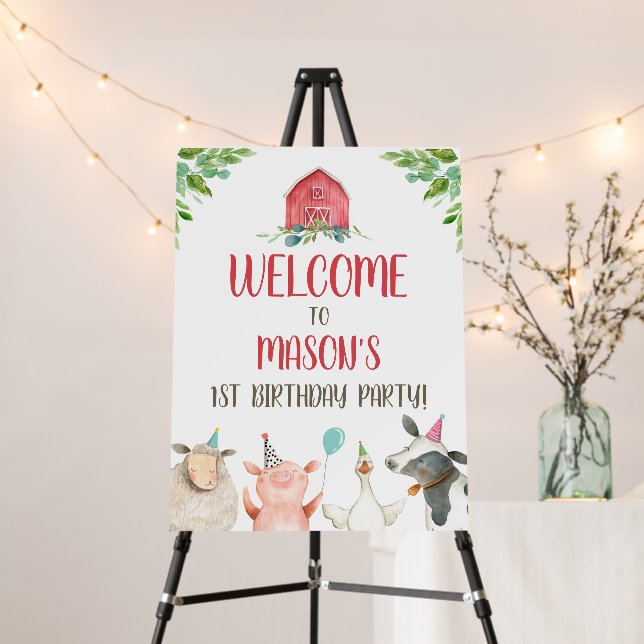 Farm Animals Boy Birthday Party Barn Barnyard Post Foam Board (In Situ (Stand))