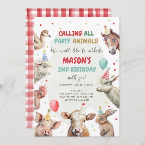 Farm Animals Boy Calling Party Animals Birthday In