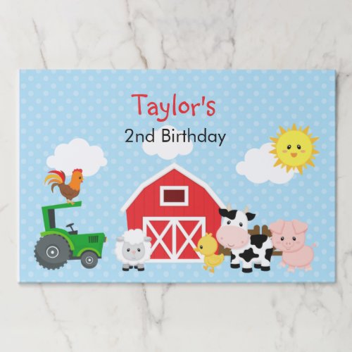 Farm Animals Boys Birthday Party Paper Placemats