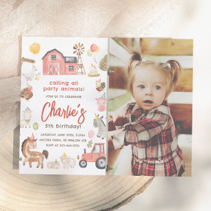 Farm Animals Budget Photo Birthday Invitation
