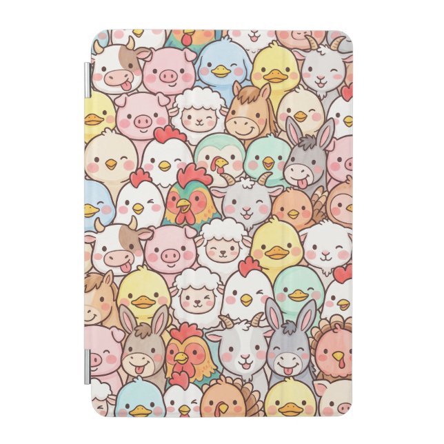 Farm Animals Cartoon Pattern  iPad Mini Cover (Front)