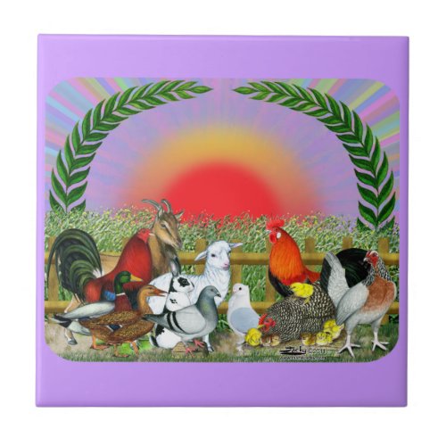 Farm Animals Ceramic Tile