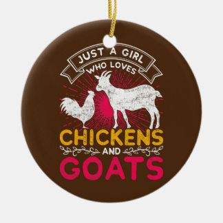 Farm Animals Chicken Goat Farmer Women Girls Cute Ceramic Ornament