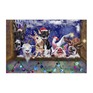 Farm Animals Christmas Acrylic Print