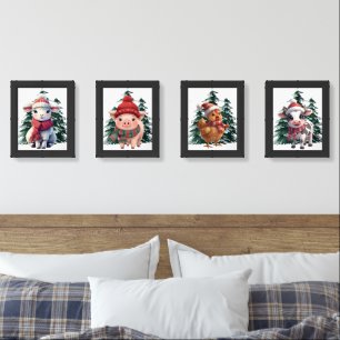 farm animals Christmas art set