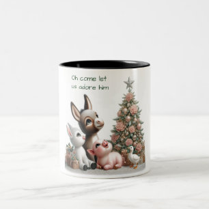 Farm Animals Christmas Two-Tone Coffee Mug