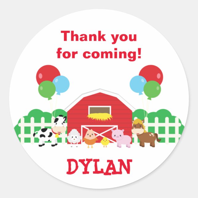 Farm Animals Classic Round Sticker (Front)