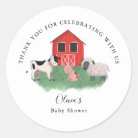 Farm Animals Country Baby Shower Classic Round Sticker