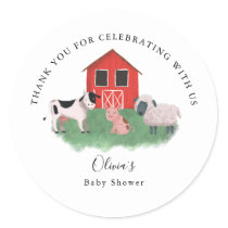 Farm Animals Country Baby Shower Classic Round Sticker