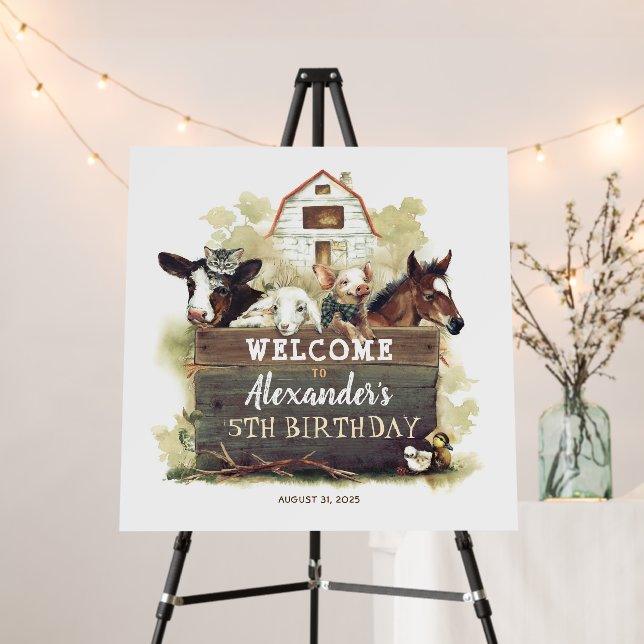 Farm Animals Country Birthday Welcome Sign (In Situ (Stand))