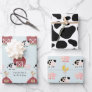 Farm Animals & Cow Pattern Blue Birthday Wrapping Paper Sheets