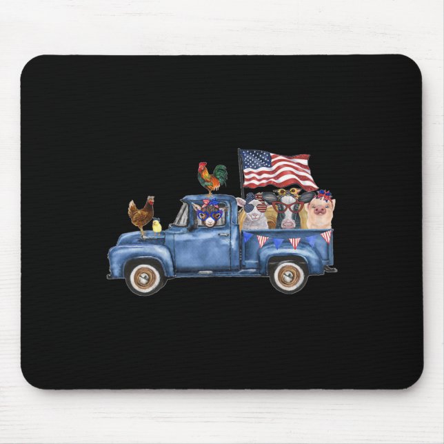 Farm Animals Cow Pig Goat Chicken Farm Truck Ameri Mouse Pad (Front)