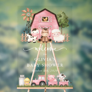 Farm Animals, Cute Animals, Baby Shower Welcome Acrylic Sign