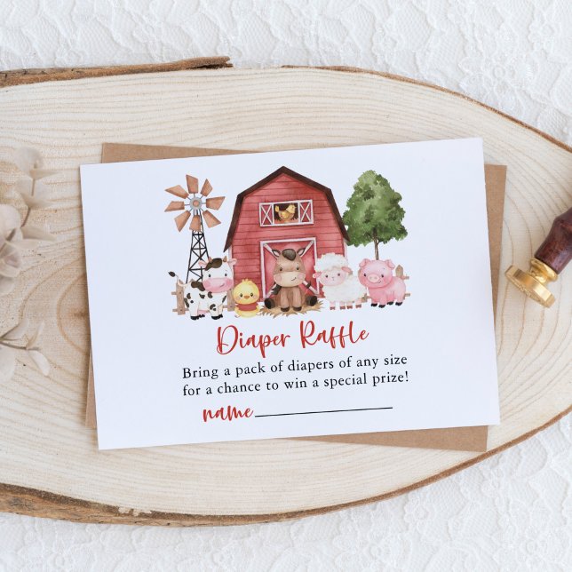 Farm Animals, Cute Animals, Barn, Diaper Raffle Enclosure Card (Creator Uploaded)