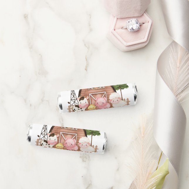 Farm Animals, Cute Animals, Barn, First Birthday Breath Savers® Mints (Wedding)