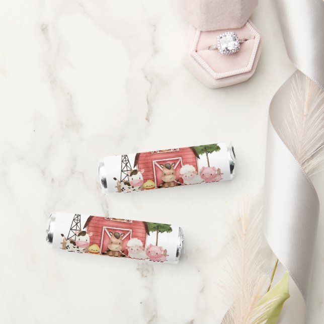 Farm Animals, Cute Animals, Barn, First Birthday Breath Savers® Mints (Wedding)