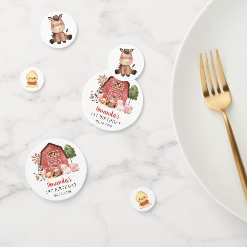 Farm Animals, Cute Animals, Barn, First Birthday Confetti