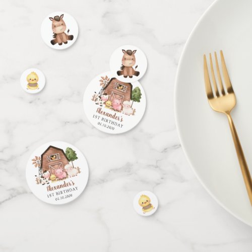 Farm Animals, Cute Animals, Barn, First Birthday Confetti