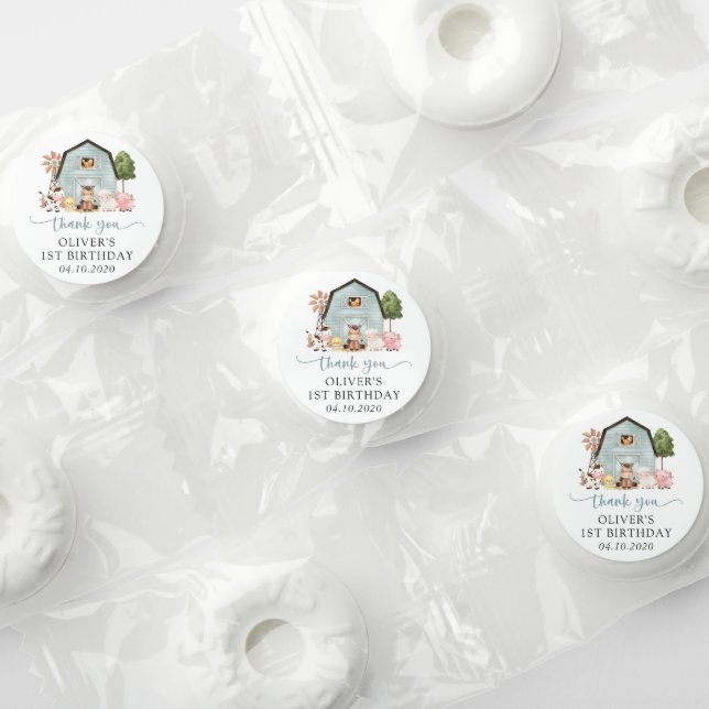 Farm Animals, Cute Animals, Barn, First Birthday Life Saver® Mints (Assorted)