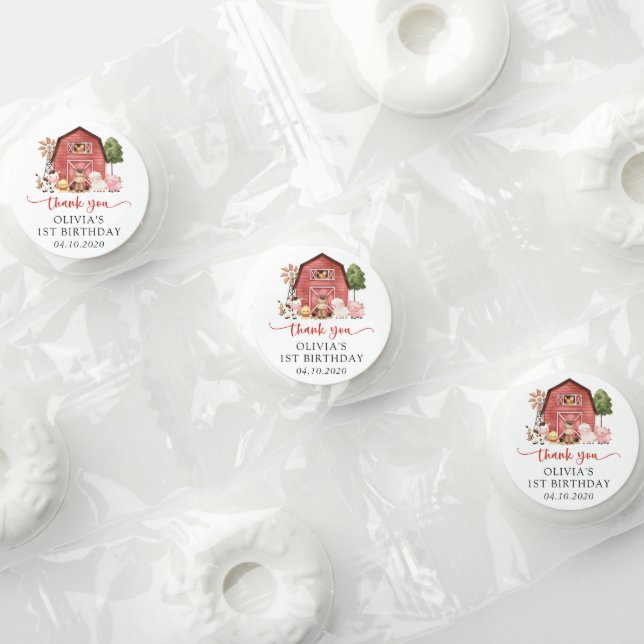 Farm Animals, Cute Animals, Barn, First Birthday Life Saver® Mints (Assorted)