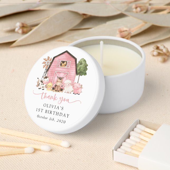 Farm Animals, Cute Animals, Barn, First Birthday Mini Candle Favors (Insitu)