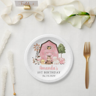 Farm Animals, Cute Animals, Barn, First Birthday Paper Plates