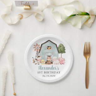 Farm Animals, Cute Animals, Barn, First Birthday Paper Plates