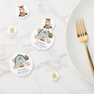 Farm Animals, Cute Animals, Blue Barn, Baby Shower Confetti