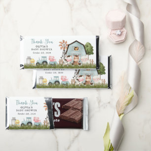 Farm Animals, Cute Animals, Blue Barn, Baby Shower Hershey Bar Favors